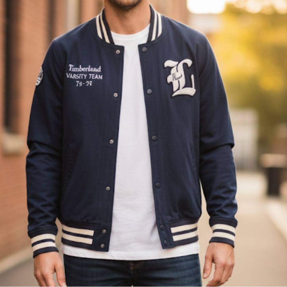 H&M Blue Varsity Athletic Casual Preppy Jacket